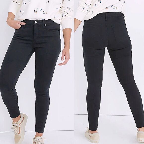 Madewell 9" Mid-Rise Skinny Jeans Lunar Wash TENCEL lyocell Denim Edition blk 26 - Picture 1 of 13